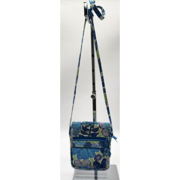 Vera Bradley Blue & Green Quilted Crossbody Bag With Floral Pattern - Picture 2 of 8
